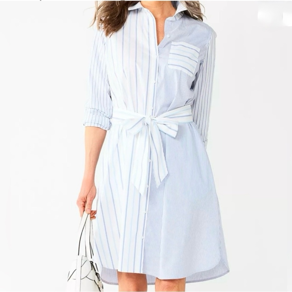 CROFT & BARROW Mix Stripes Shirt Dress NWT